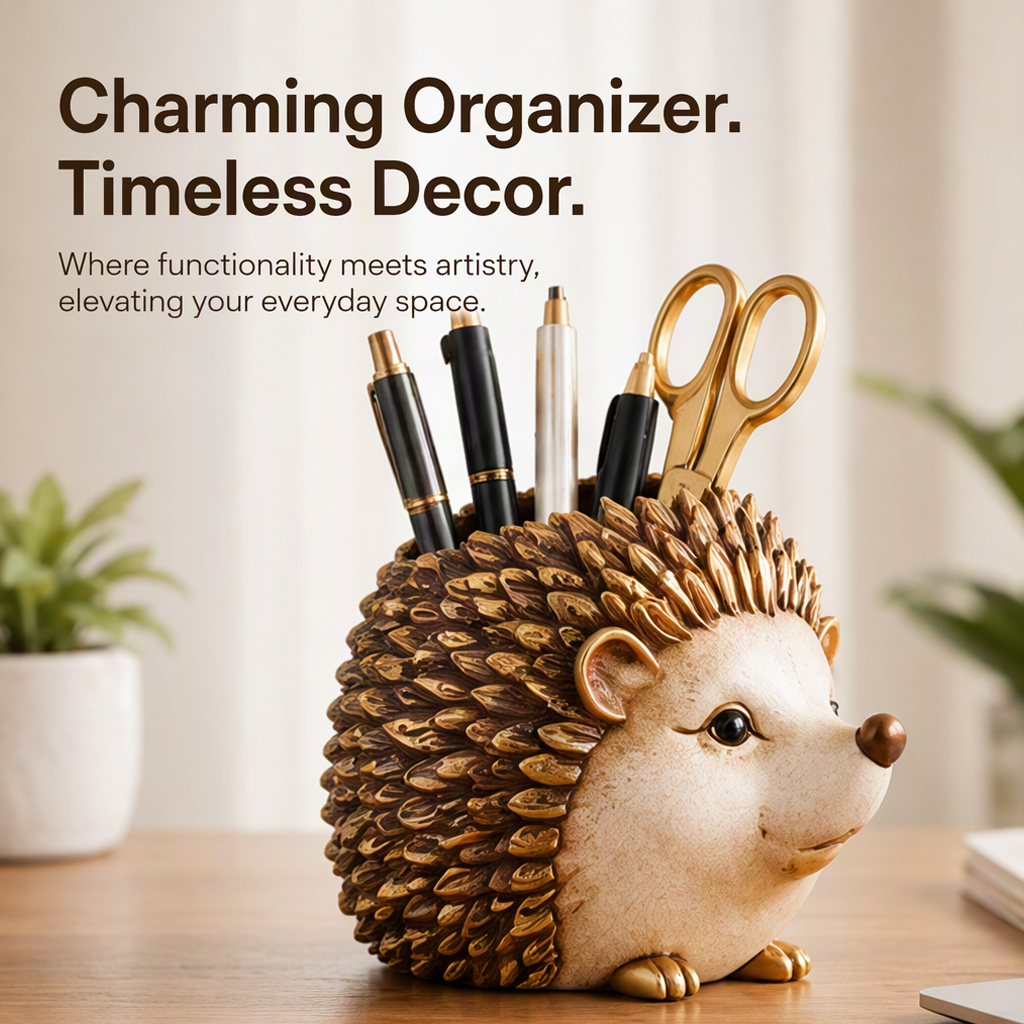 ESSENTIN Hedgehog Pen Holder — Charming Organizer Timeless Decor, where functionality meets artistry, elevating your everyday space
