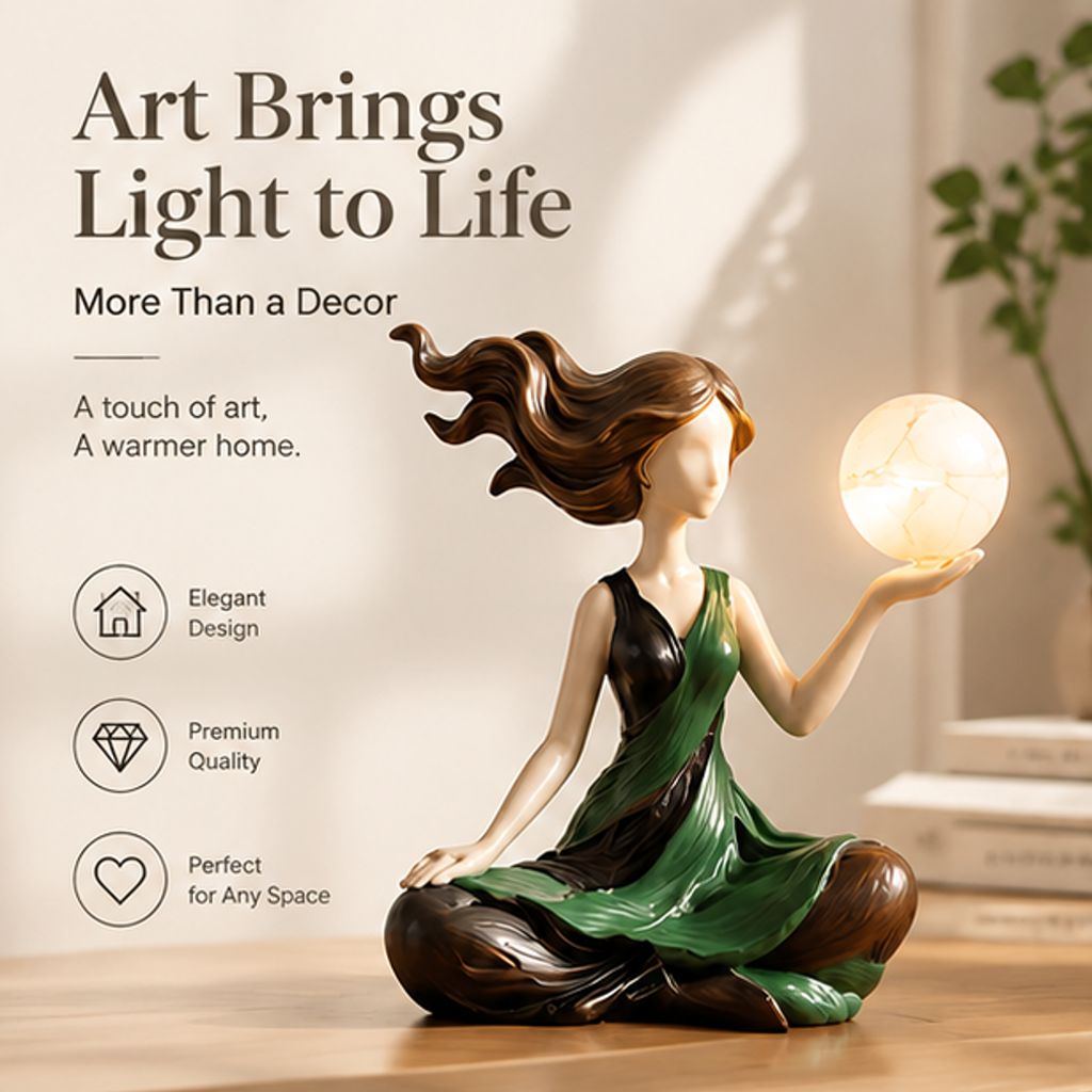 ESSENTIN Wind-Hair Figurine Lamp — Art Brings Light to Life, more than a decor, elegant design, premium quality, perfect for any space