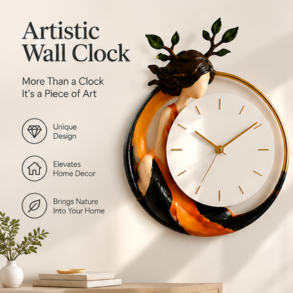 ESSENTIN Figurine Wall Clock — Artistic Wall Clock, more than a clock it's a piece of art, unique design, elevates home decor, brings nature into your home