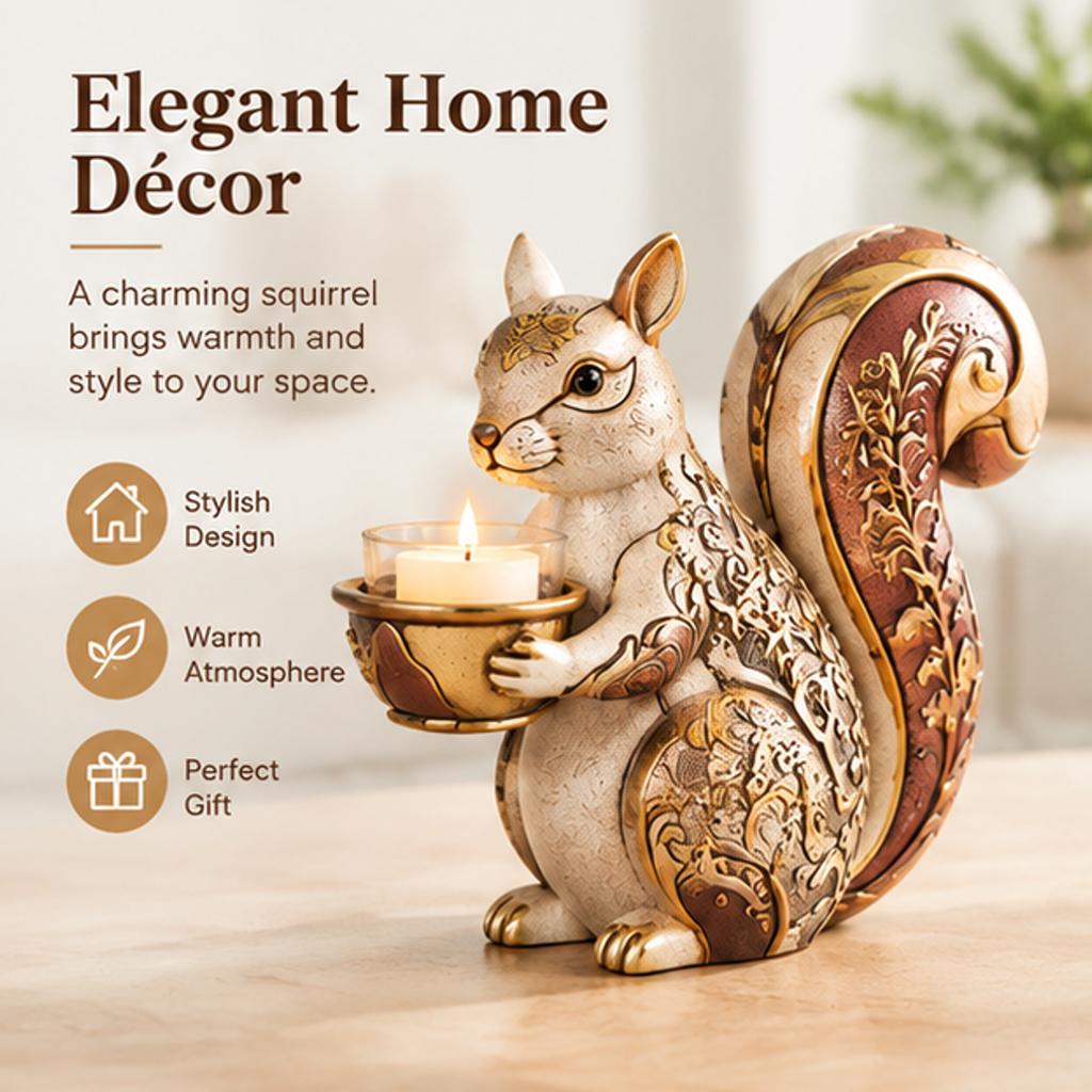 ESSENTIN Squirrel Candle Holder — Elegant Home Decor, stylish design, warm atmosphere, perfect gift