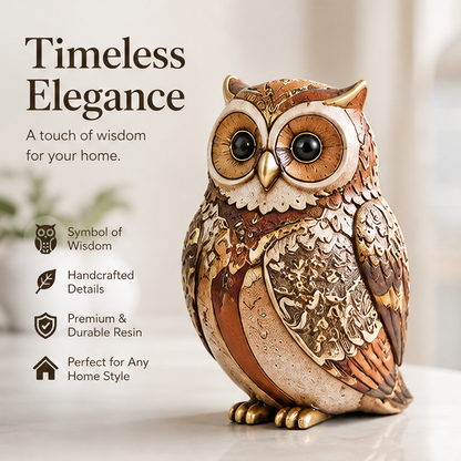 ESSENTIN Owl Figurine — Timeless Elegance, a touch of wisdom for your home: symbol of wisdom, handcrafted details, premium durable resin, perfect for any home style