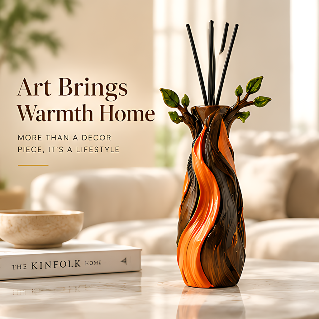 ESSENTIN Ceramic Reed Diffuser Bottle — Art Brings Warmth Home, more than a decor piece it's a lifestyle, styled on a coffee table