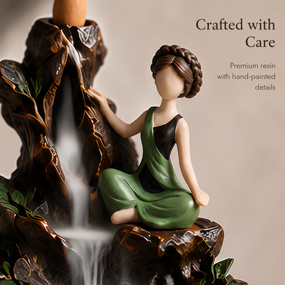 ESSENTIN Backflow Incense Burner close-up figurine — Crafted with Care, premium resin with hand-painted details