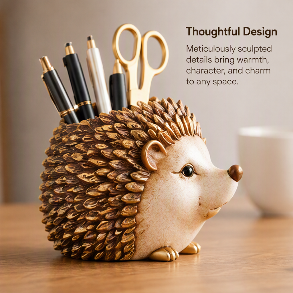 ESSENTIN Hedgehog Pen Holder — Thoughtful Design, meticulously sculpted details bring warmth character and charm to any space