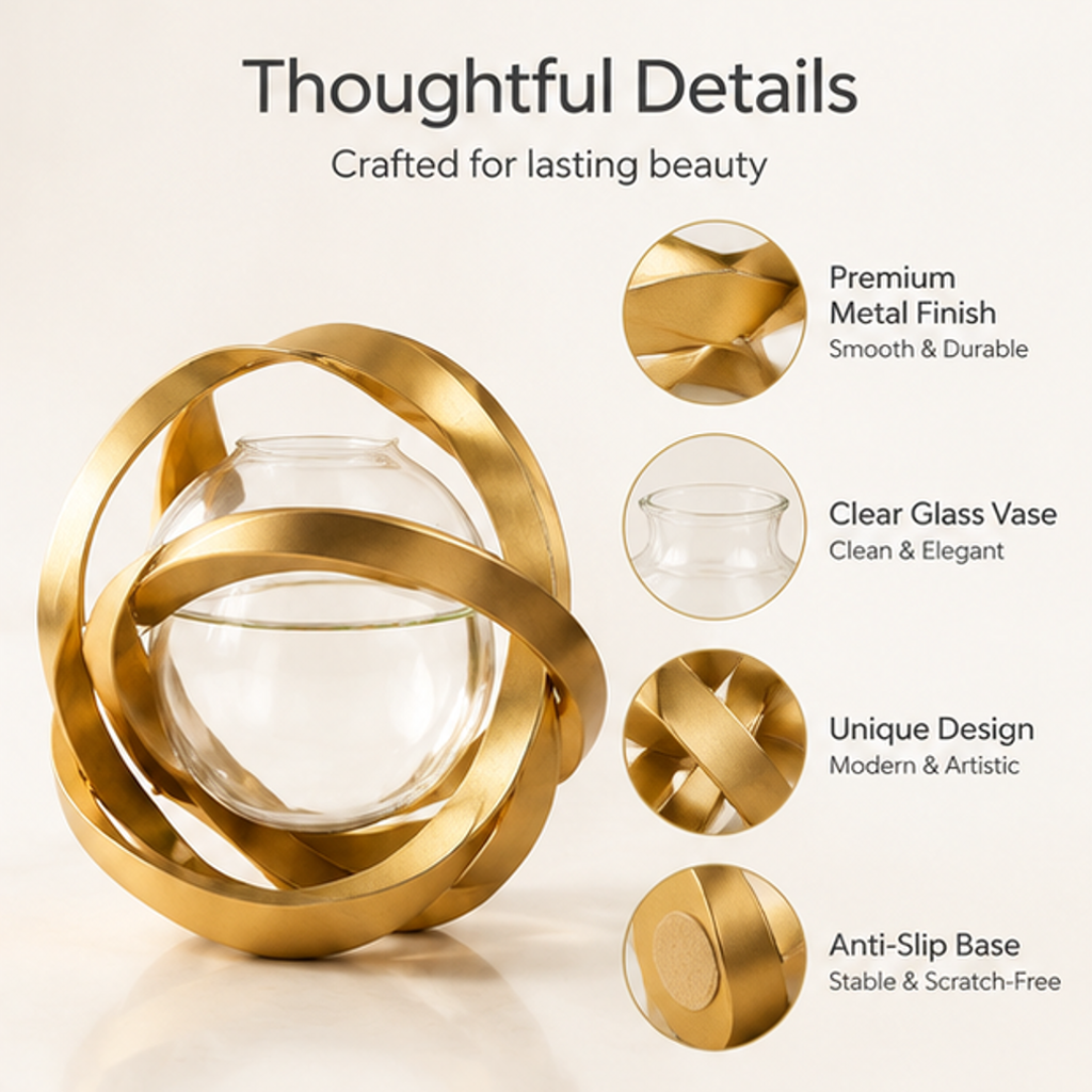 ESSENTIN Sculptural Orbiting Ring Vase empty — Elegant from Every Angle, a perfect blend of art and function