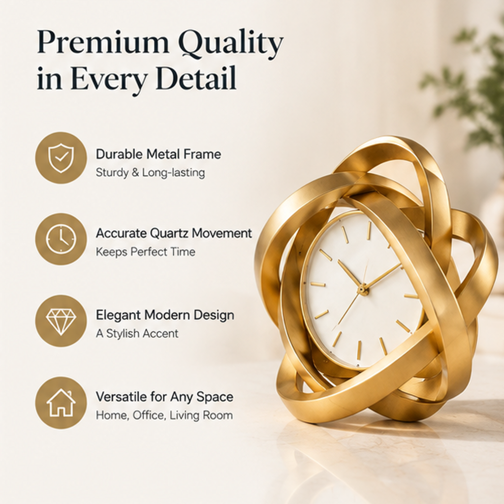 ESSENTIN Sculptural Knot Clock — Timeless Elegance for Your Home, a perfect blend of art and function
