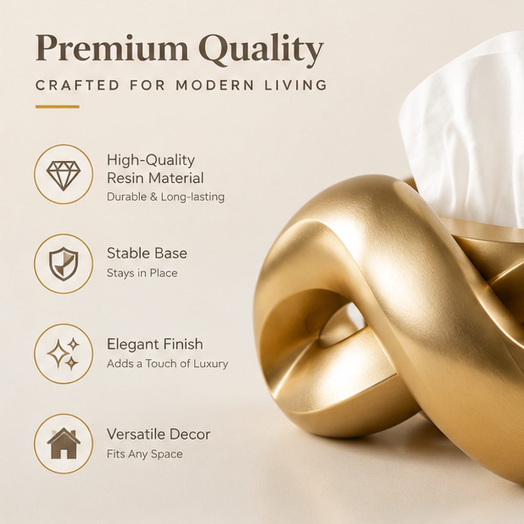 ESSENTIN Tissue Box Holder — Premium Quality Crafted for Modern Living: high-quality resin, stable base, elegant finish, versatile decor