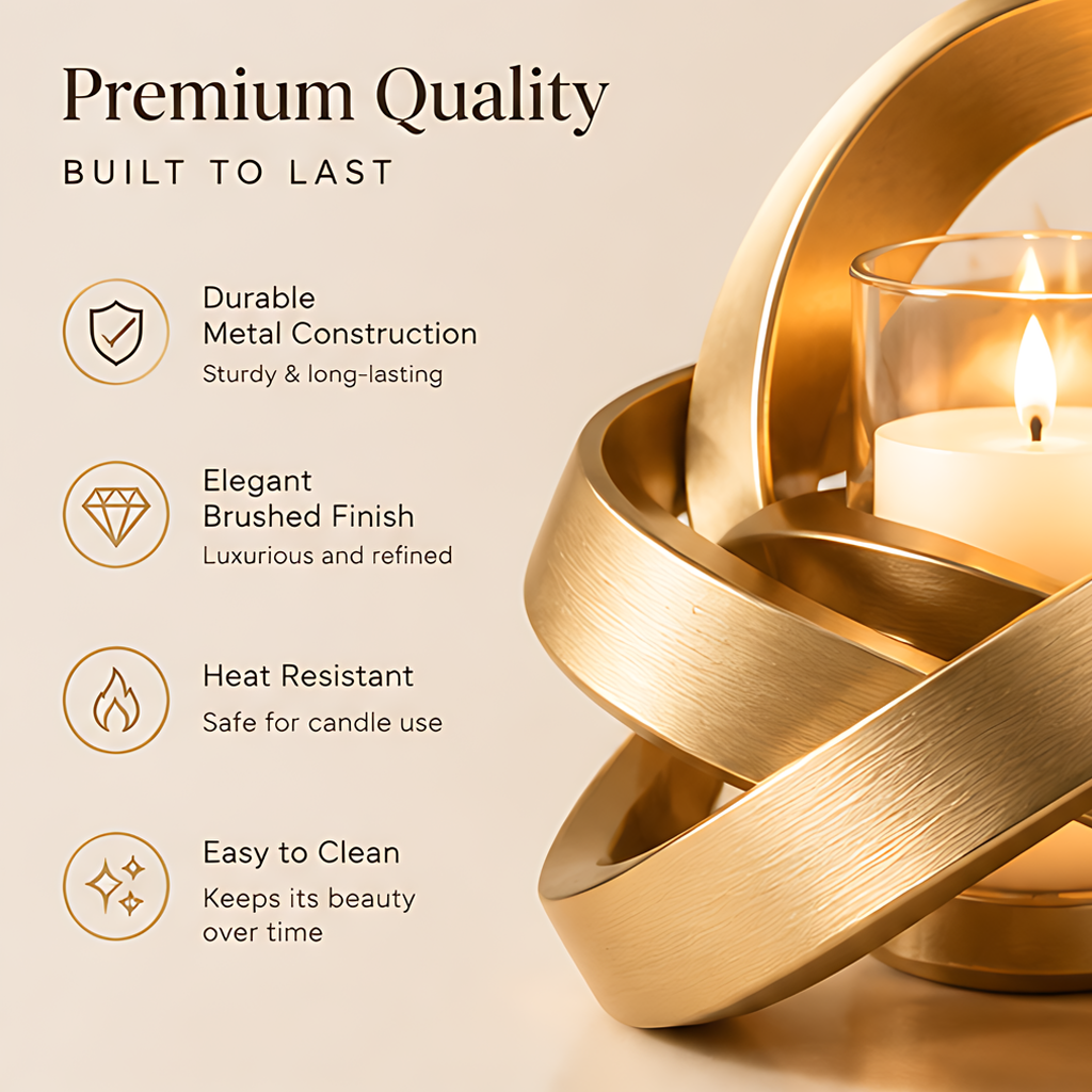 ESSENTIN Sculptural Candle Holder — Premium Quality Built to Last: durable metal construction, elegant brushed finish, heat resistant, easy to clean