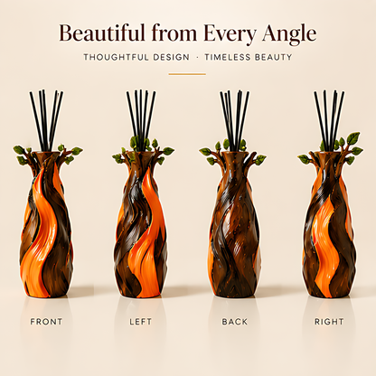 ESSENTIN Ceramic Reed Diffuser Bottle — Beautiful from Every Angle, front left back right views, thoughtful design timeless beauty