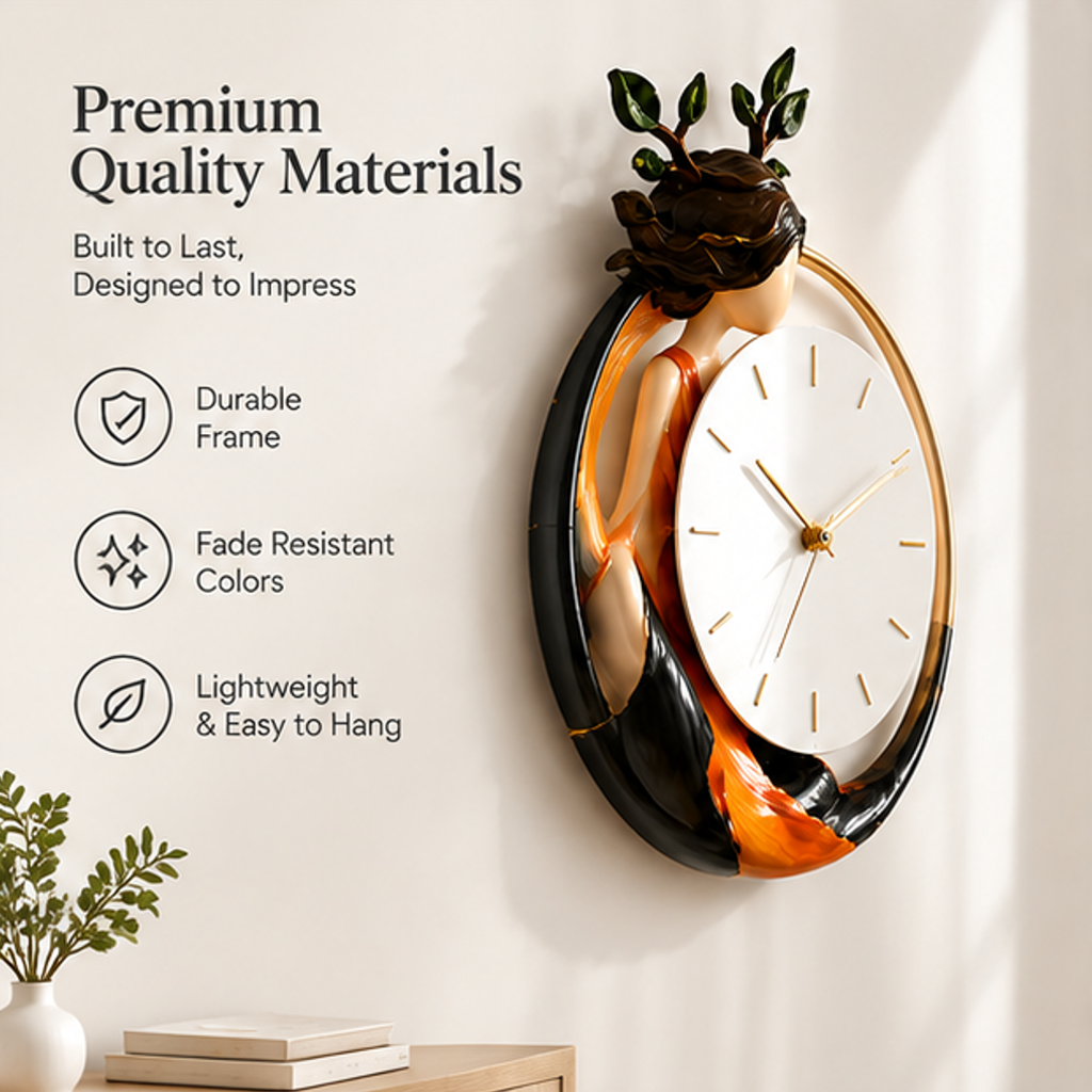 ESSENTIN Figurine Wall Clock — Premium Quality Materials, built to last, durable frame, fade resistant colors, lightweight and easy to hang