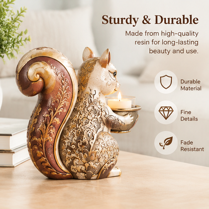 ESSENTIN Squirrel Candle Holder rear view — Sturdy and Durable, durable material, fine details, fade resistant