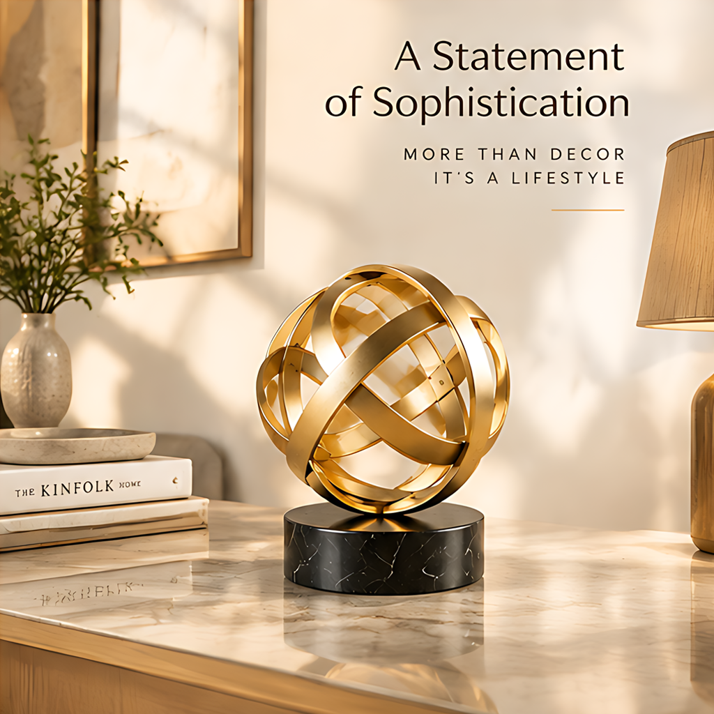 ESSENTIN Sculptural Sphere — A Statement of Sophistication, More than Decor It's a Lifestyle, styled on a console