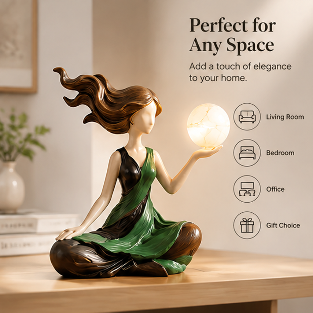 ESSENTIN Wind-Hair Figurine Lamp — Perfect for Any Space, add a touch of elegance, living room, bedroom, office, gift choice